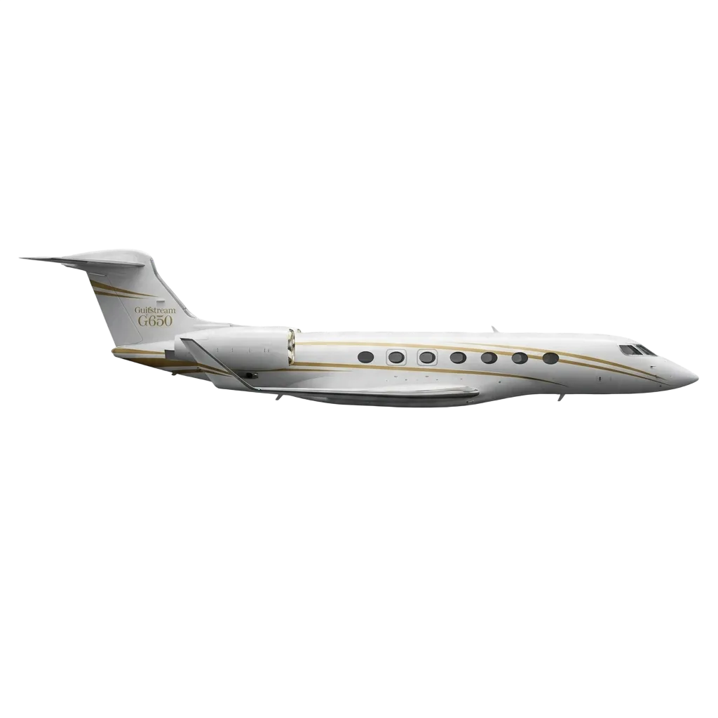 A Royal Sky Fly private jet climbing through the clouds